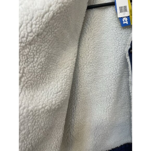 New WRANGLER Cowboy Utility Blue Sherpa Lined Denim Western Vest Men's Size XL - Picture 11 of 15